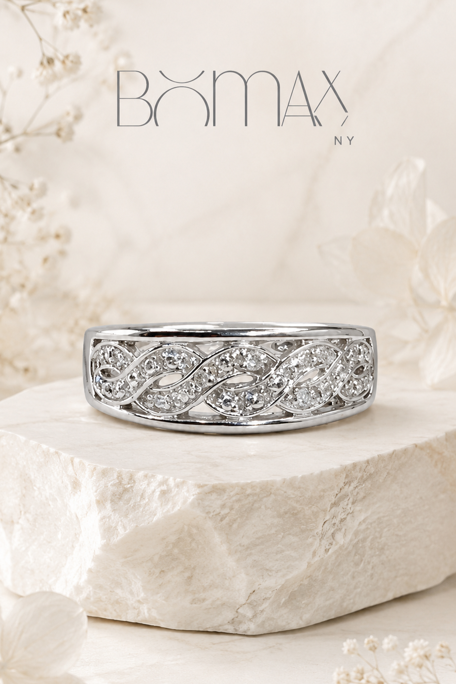 Vintage Filigree Diamond Silver Ring