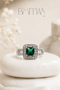 Emerald Royale Halo Ring