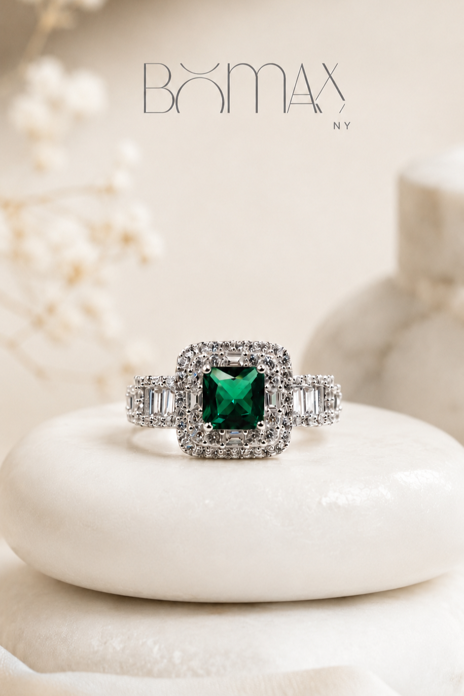 Emerald Royale Halo Ring