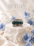 Multi-Row Diamond Silver Statement Ring