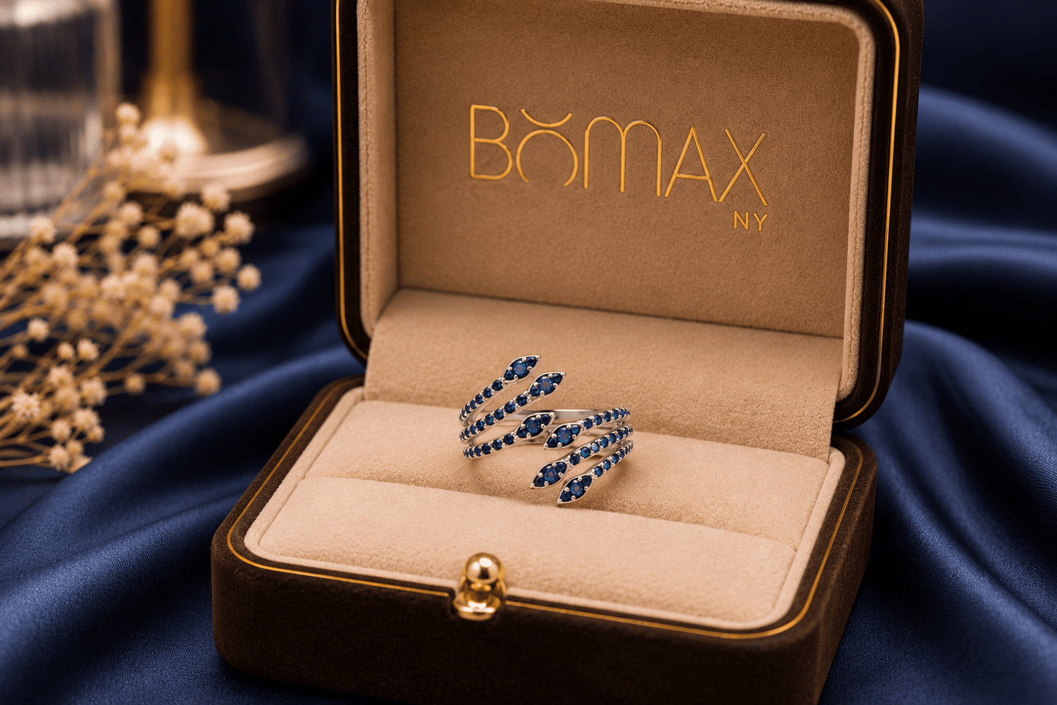 Silver Blue Diamond Wrap Ring