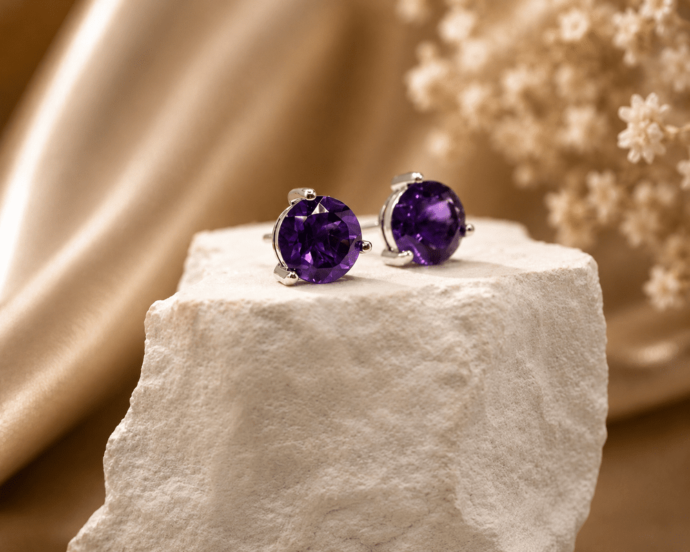 Deep Glow Amethyst Studs