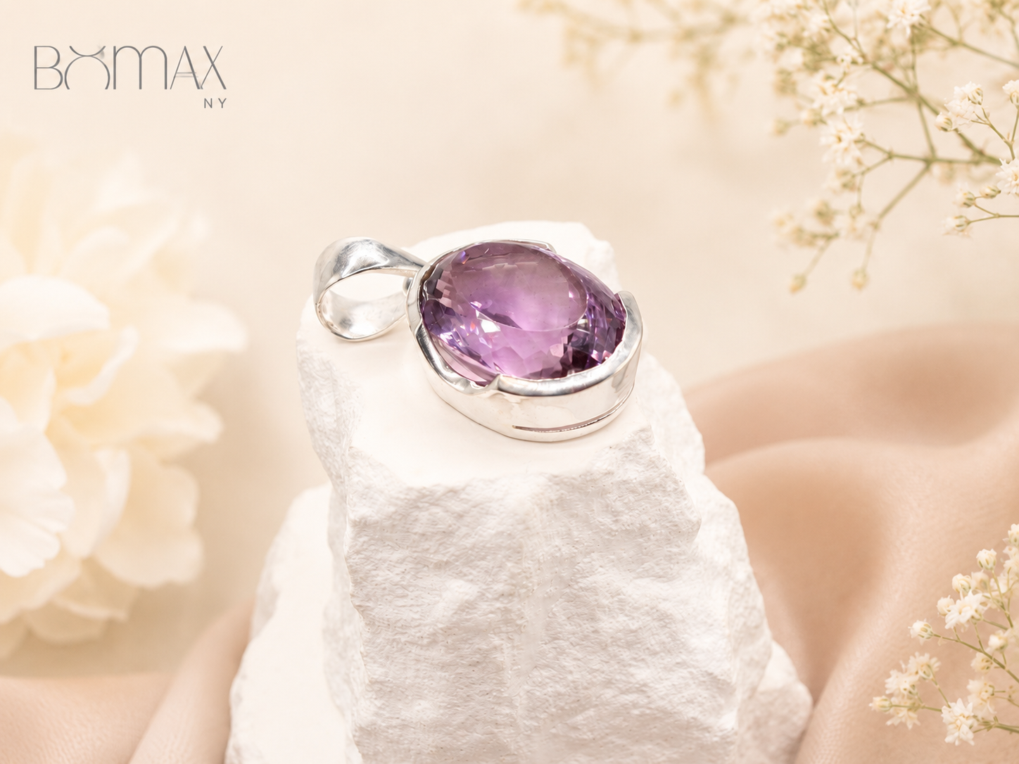 Natural Amethyst Solitaire Pendant