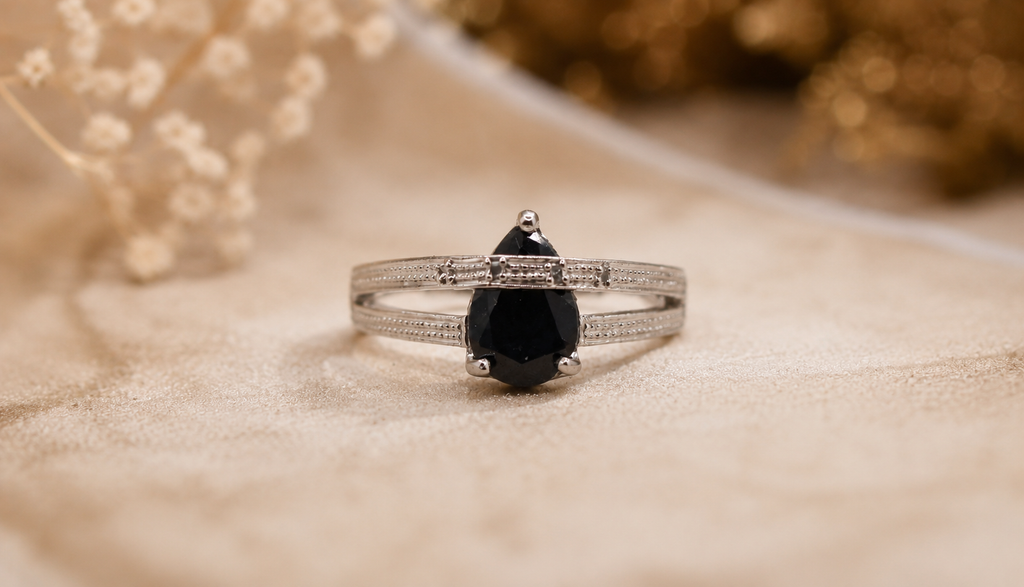 Midnight Teardrop Sapphire Ring