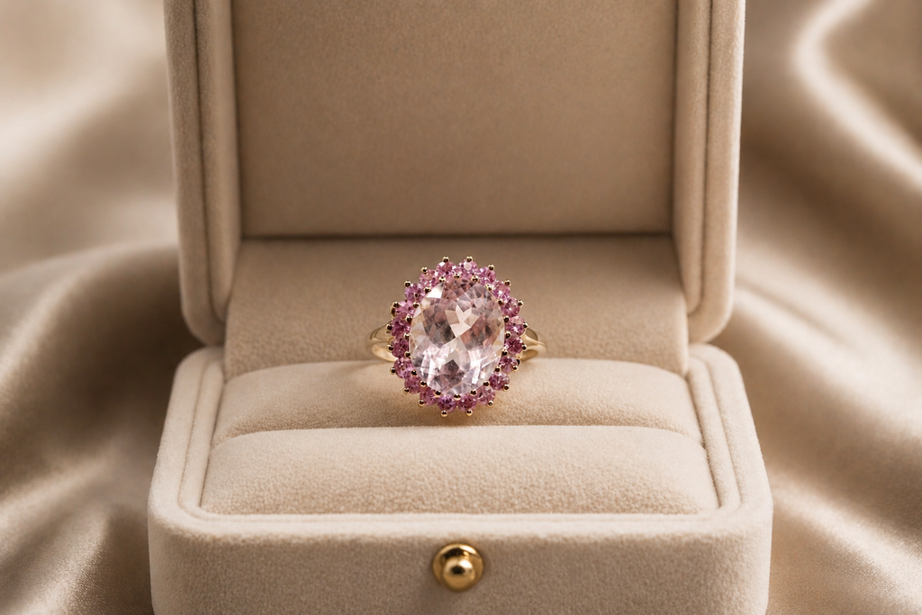 Rose Sapphire Halo Ring