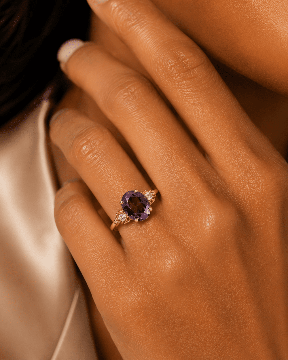 Vintage Amethyst Plum Romance Ring