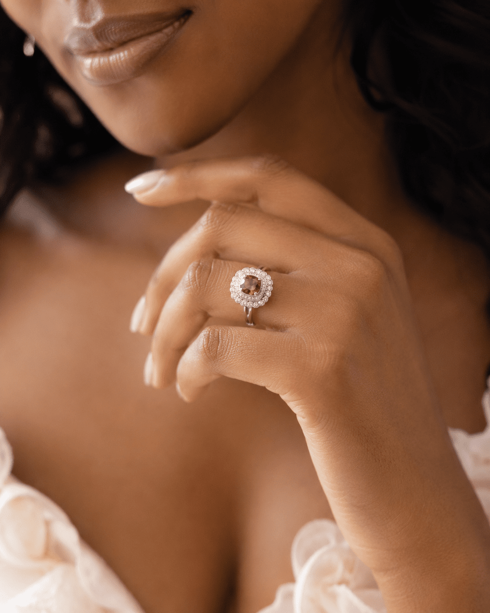 Rosé Royale Pink Tourmaline Diamond Halo Ring