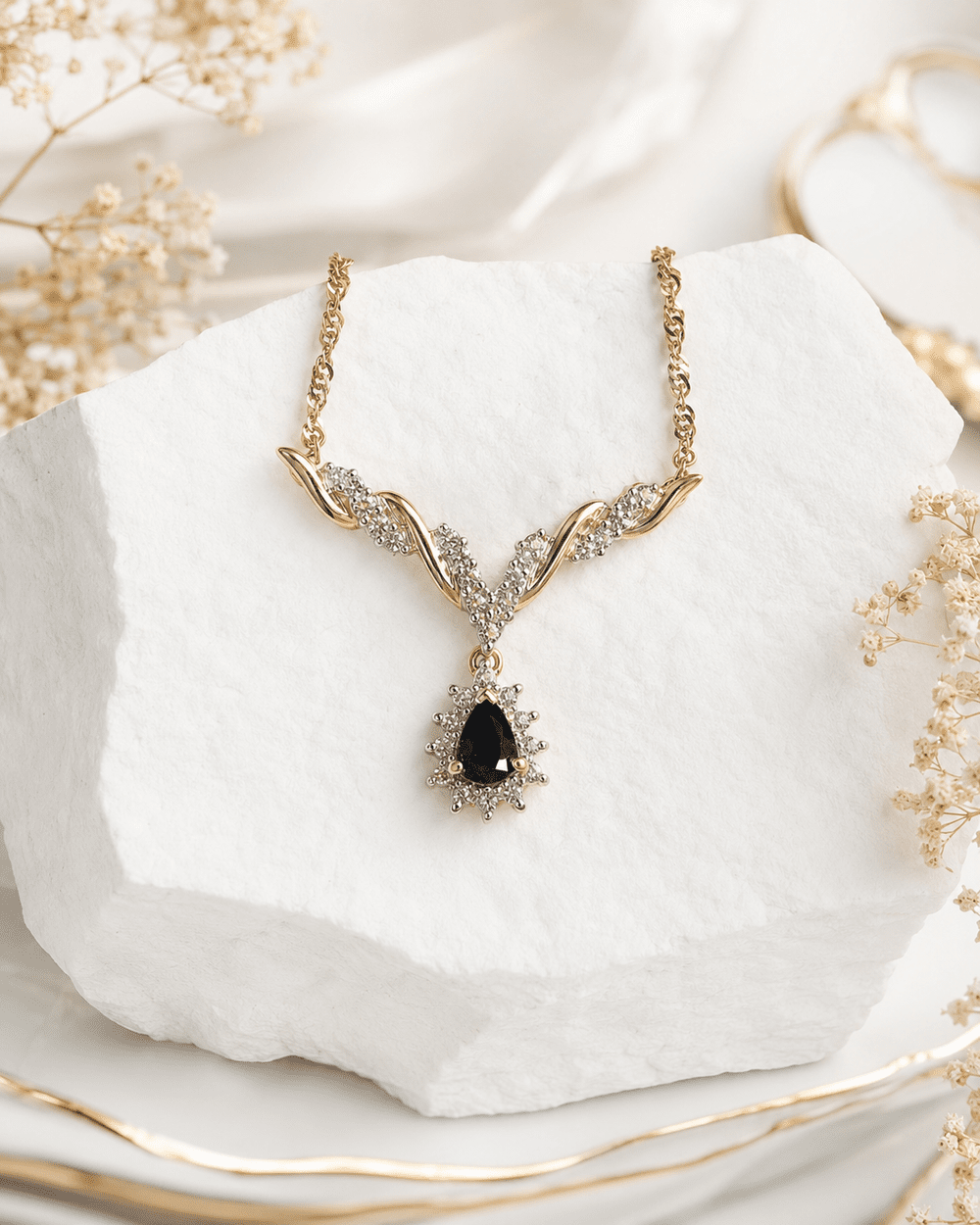 Midnight Elegance Sapphire & Diamond Necklace