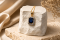 Midnight Sapphire Halo Necklace