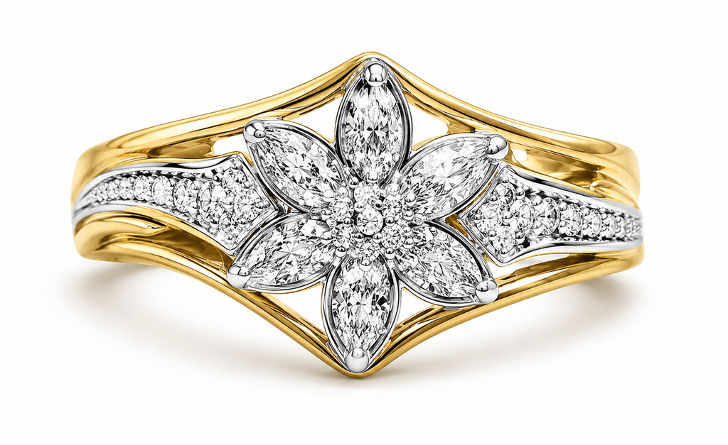 Floral Diamond Silver Ring
