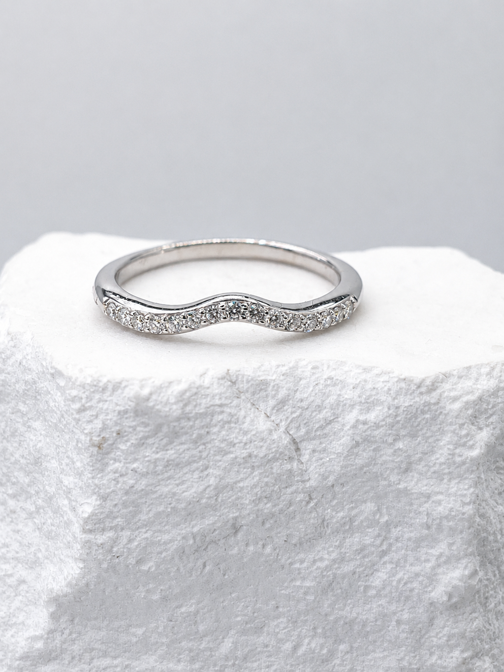 Silver Wave Spark Ring