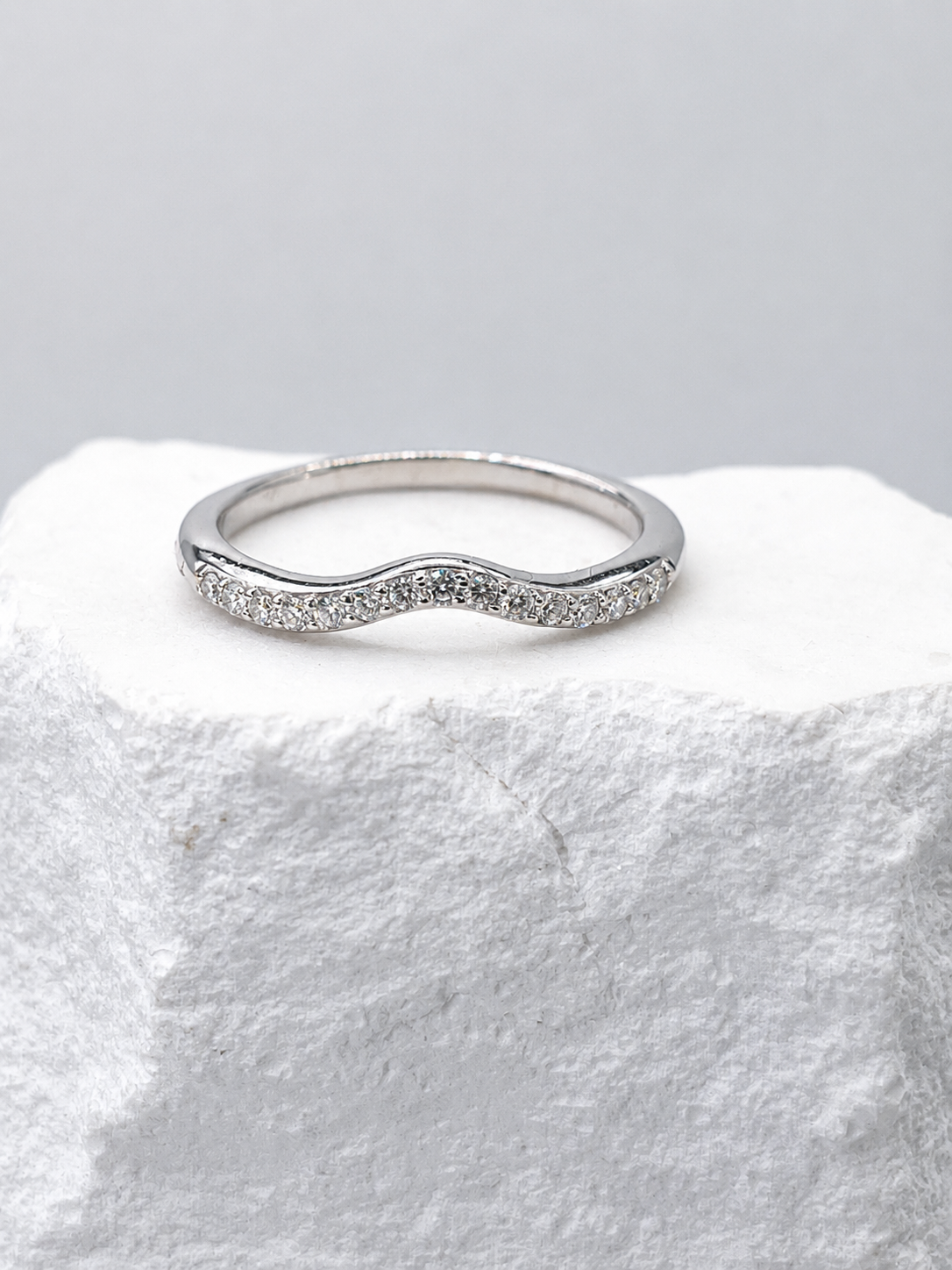 Silver Wave Spark Ring
