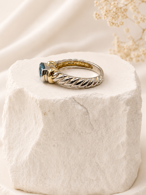 Azure Twist Emerald Ring