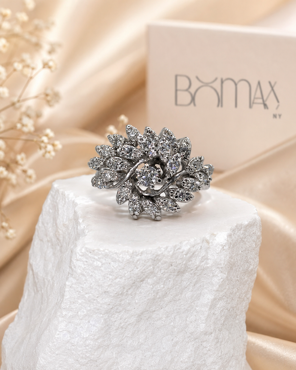 Floral Diamond Statement Ring
