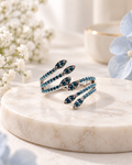 Silver Blue Diamond Wrap Ring