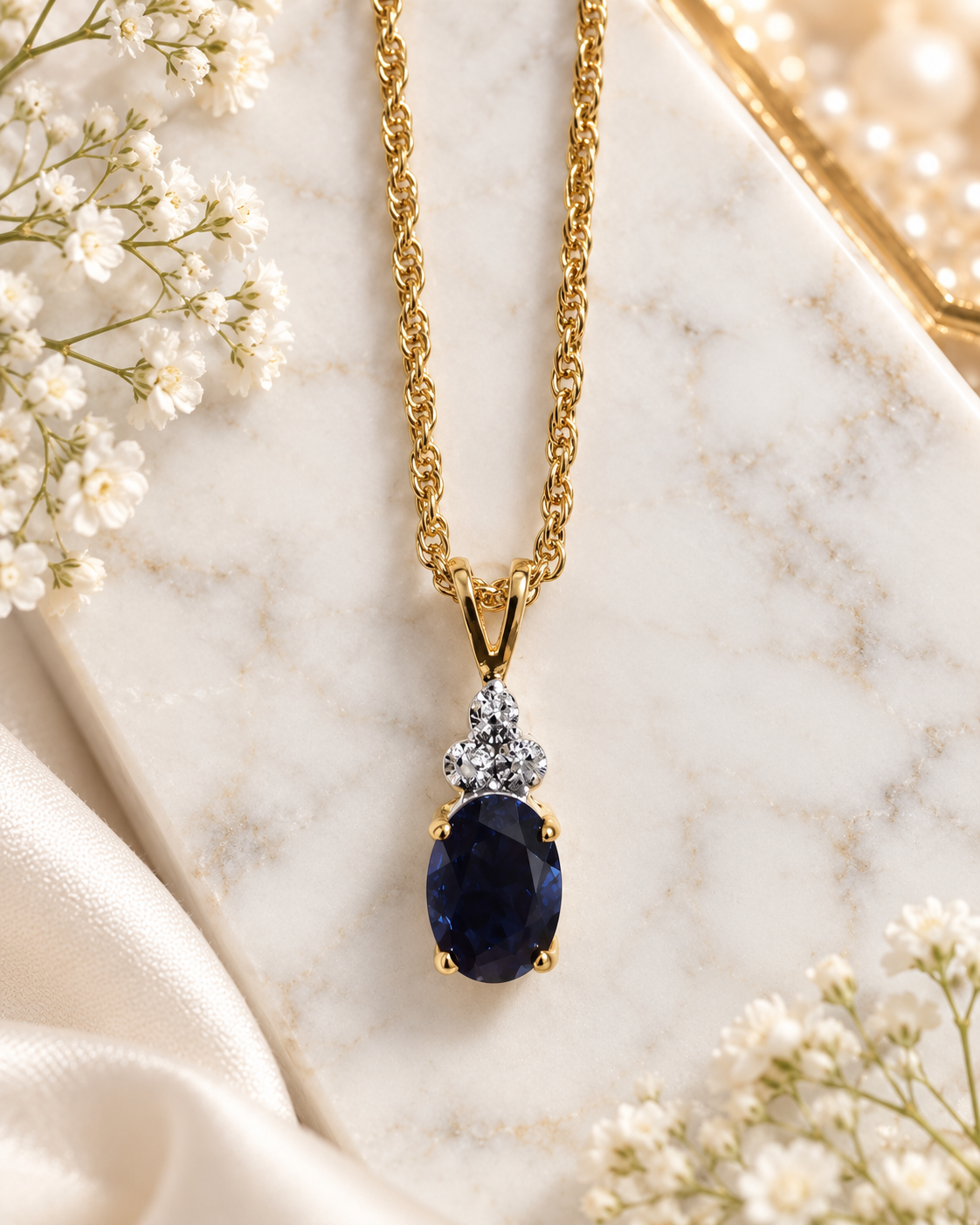 Midnight Sapphire Elegance Pendant Necklace