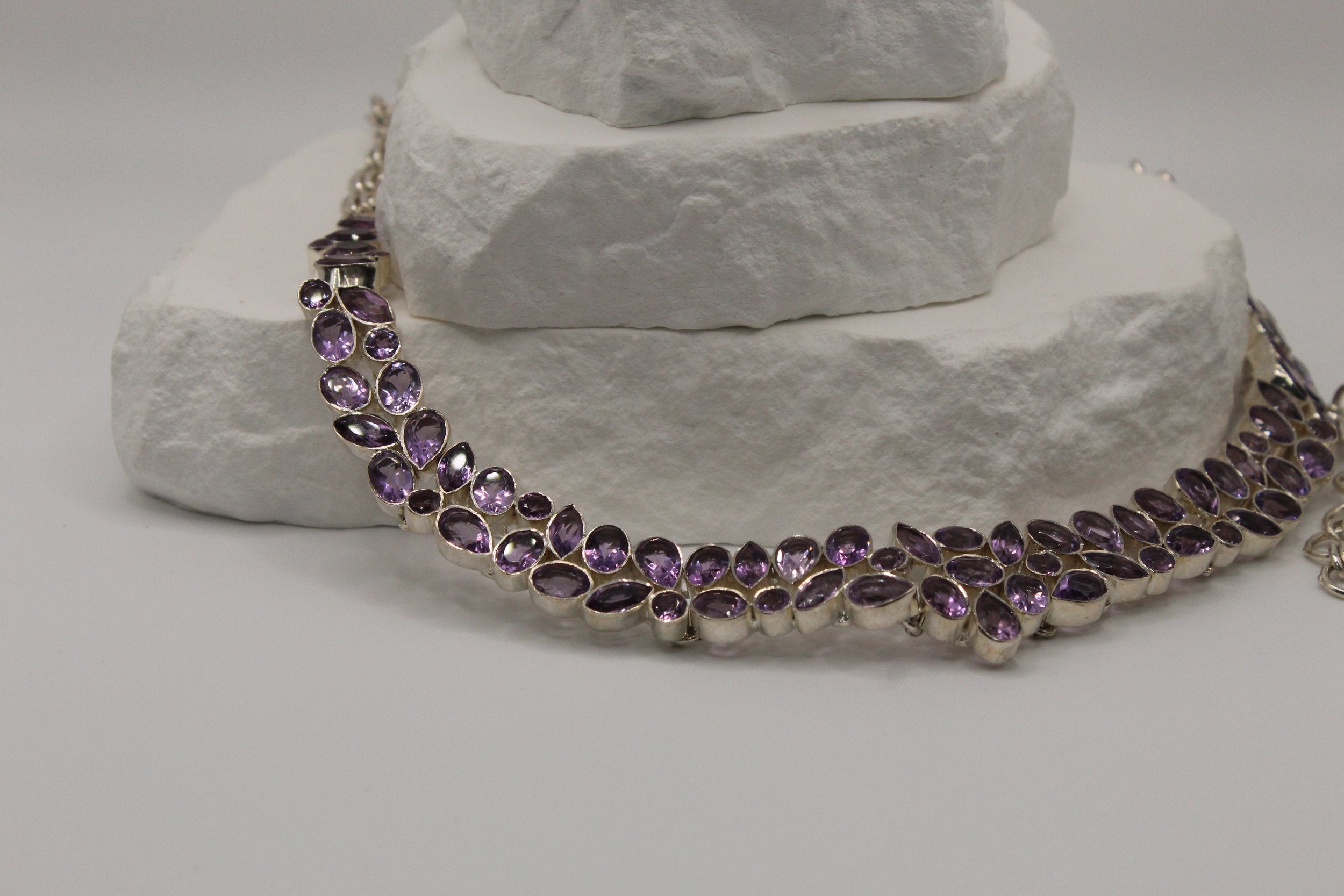 Amethyst Teardrop Statement Necklace