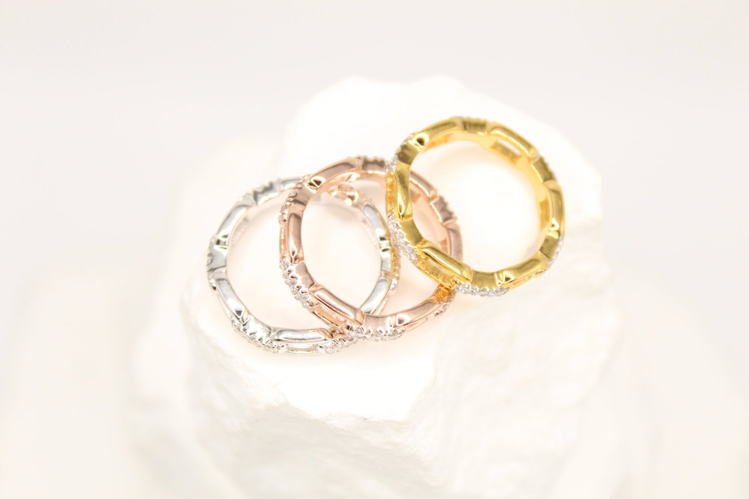 Stackable Vermeil Gold Diamond Rings