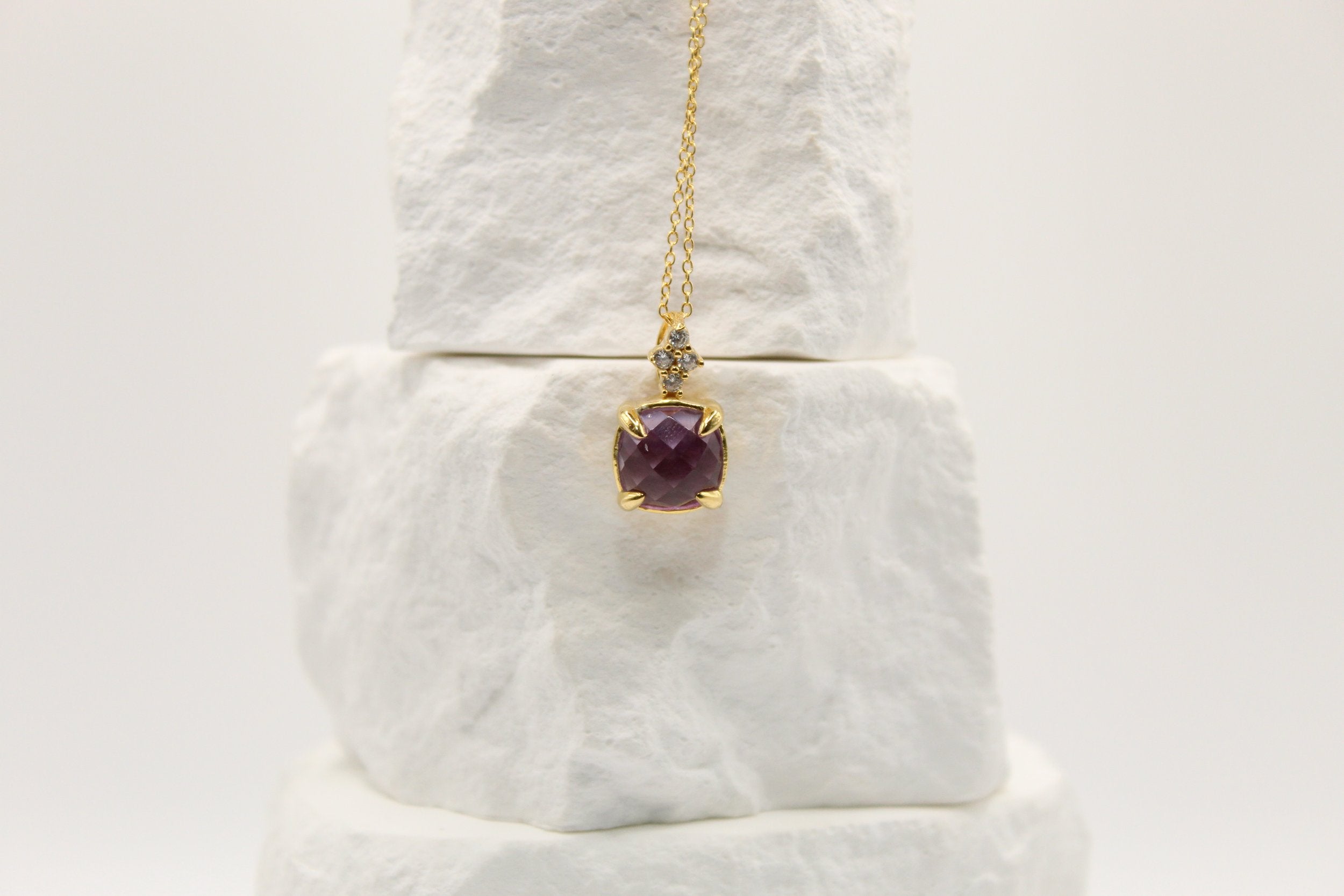 Amethyst & White Topaz Pendant Necklace