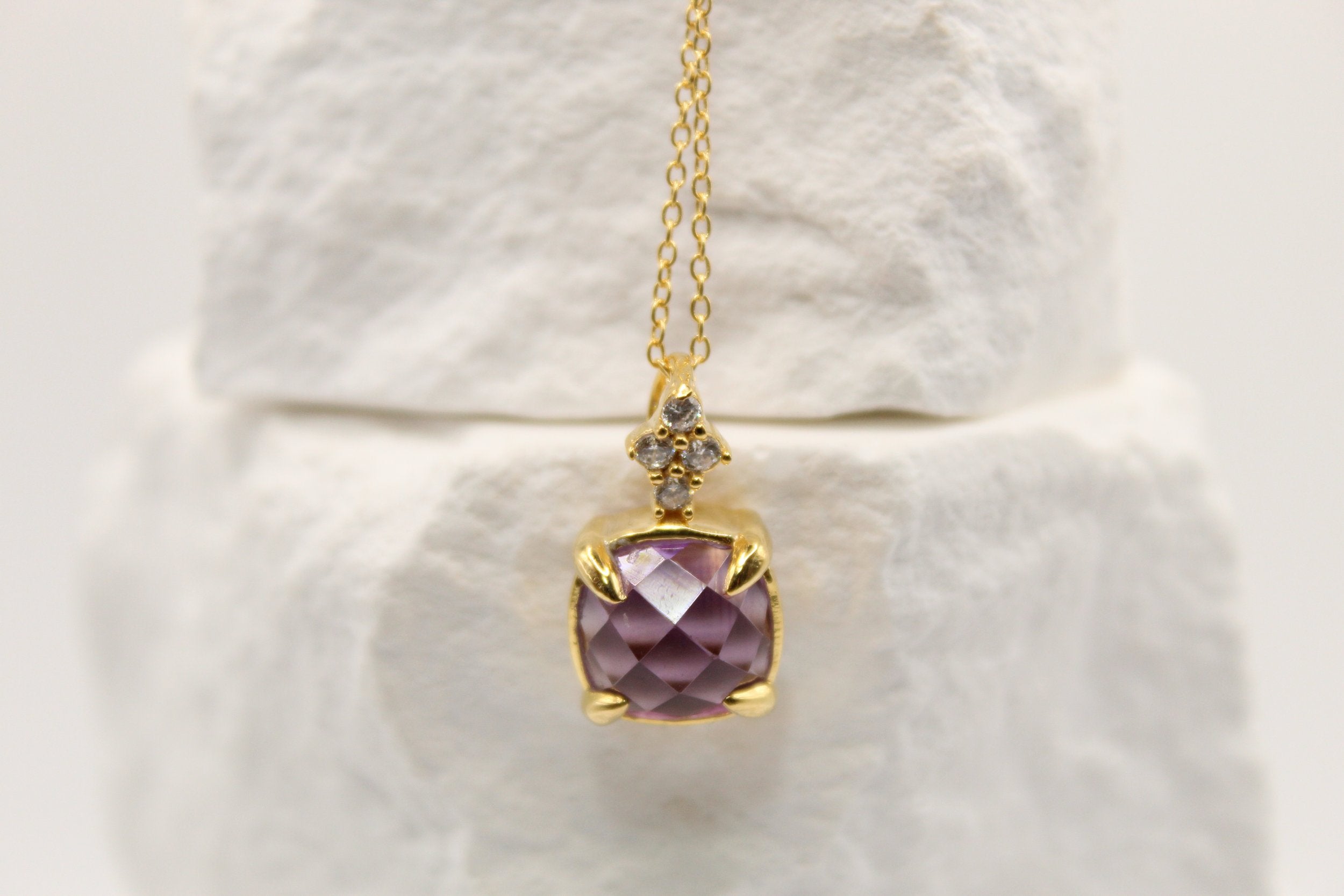 Amethyst & White Topaz Pendant Necklace