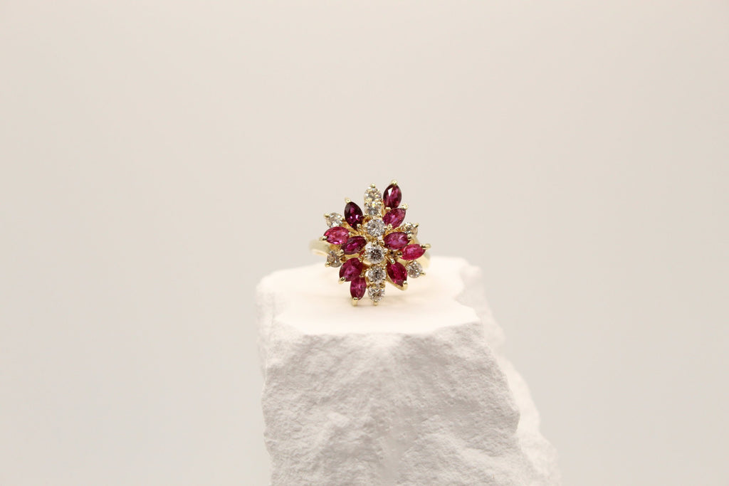 Garnet Blossom Ring