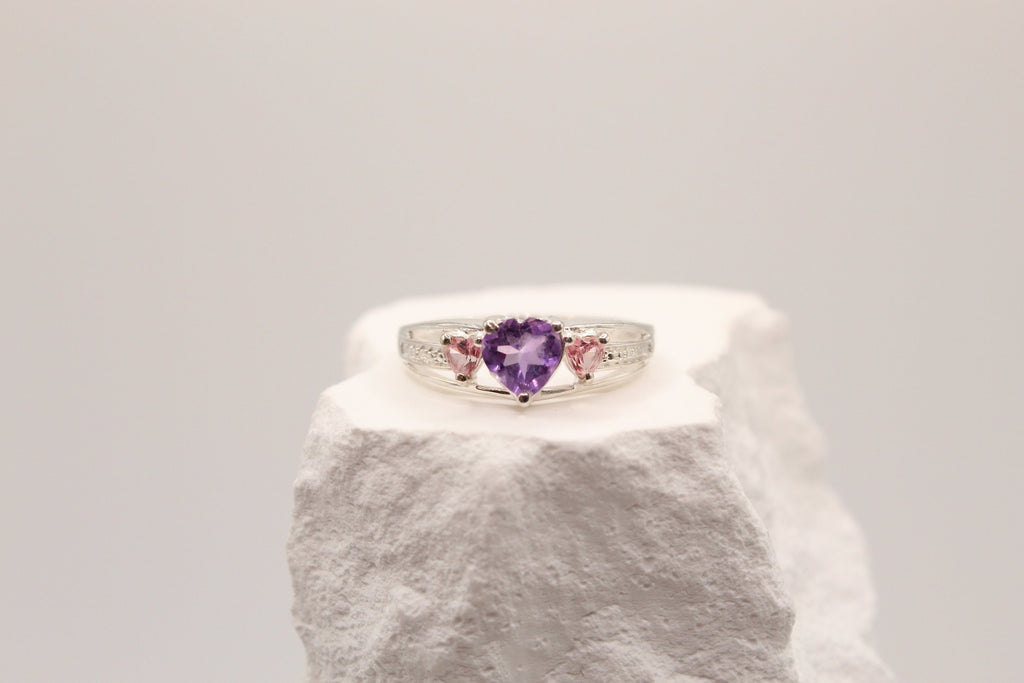 Sweetheart Amethyst Trio Ring