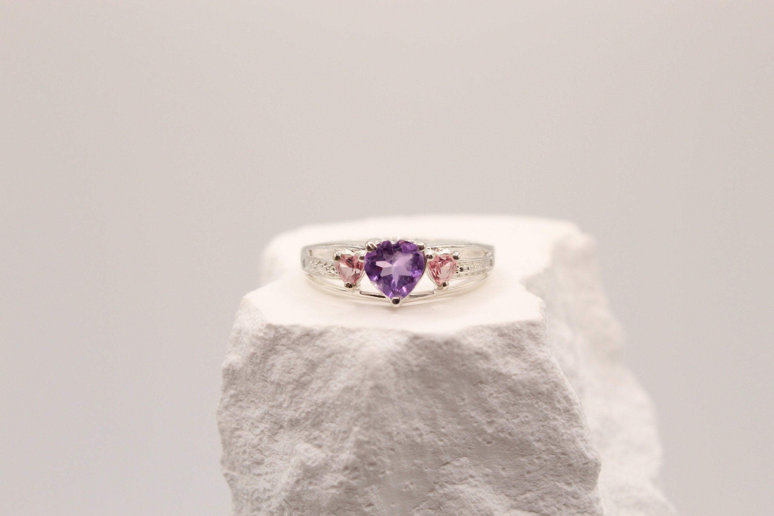 Sweetheart Amethyst Trio Ring