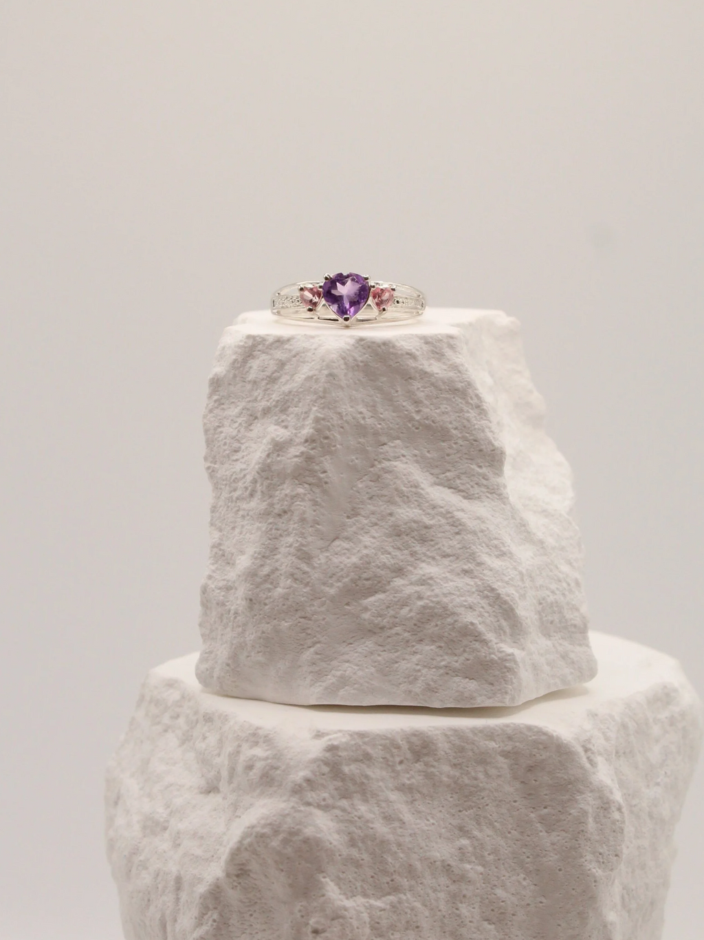 Sweetheart Amethyst Trio Ring