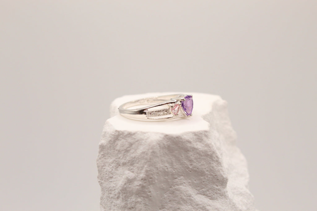 Sweetheart Amethyst Trio Ring