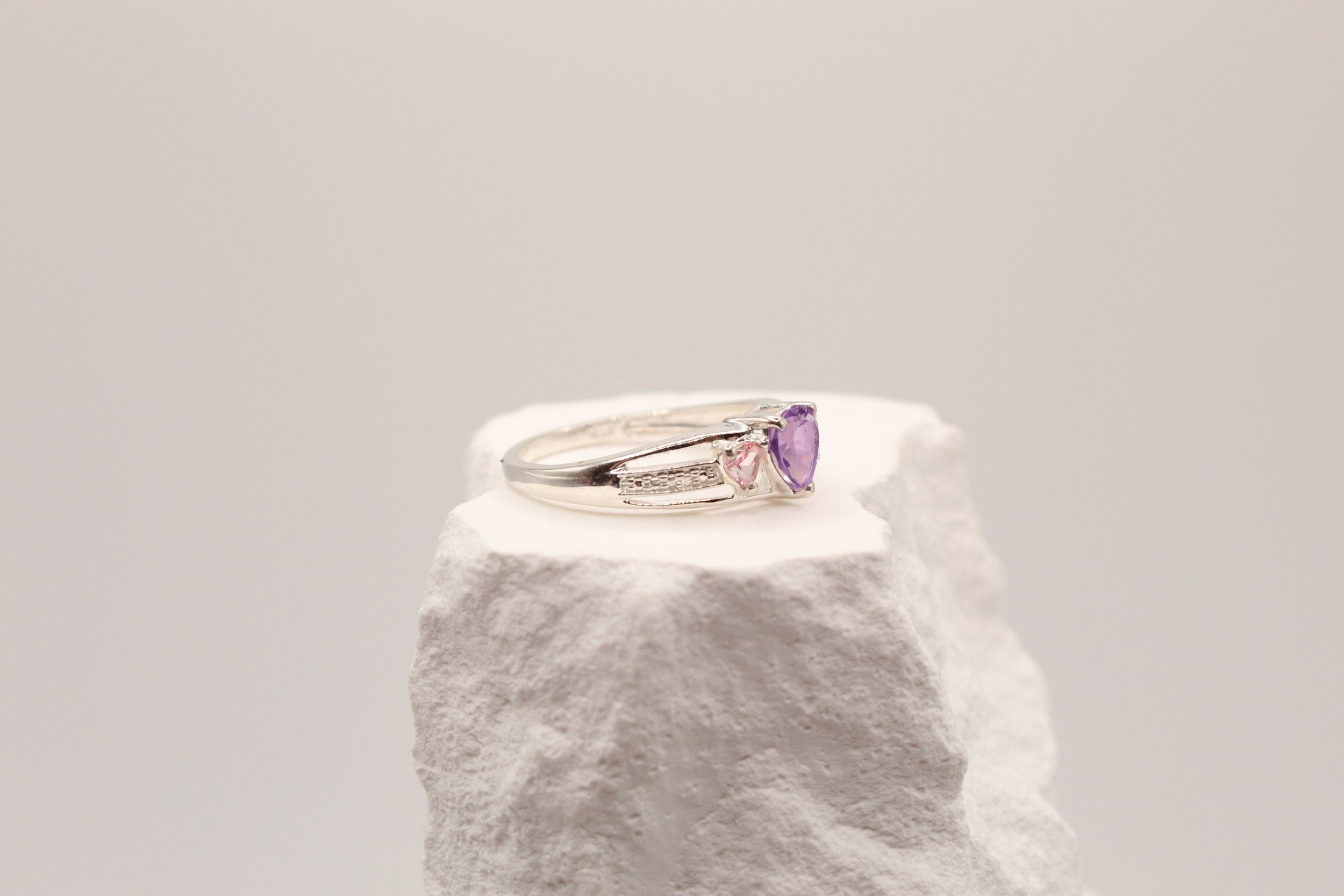 Sweetheart Amethyst Trio Ring