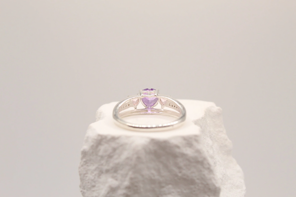 Sweetheart Amethyst Trio Ring