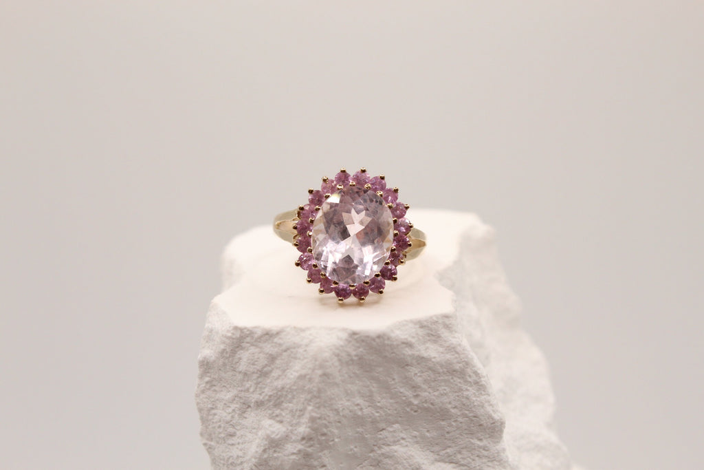 Rose Sapphire Halo Ring