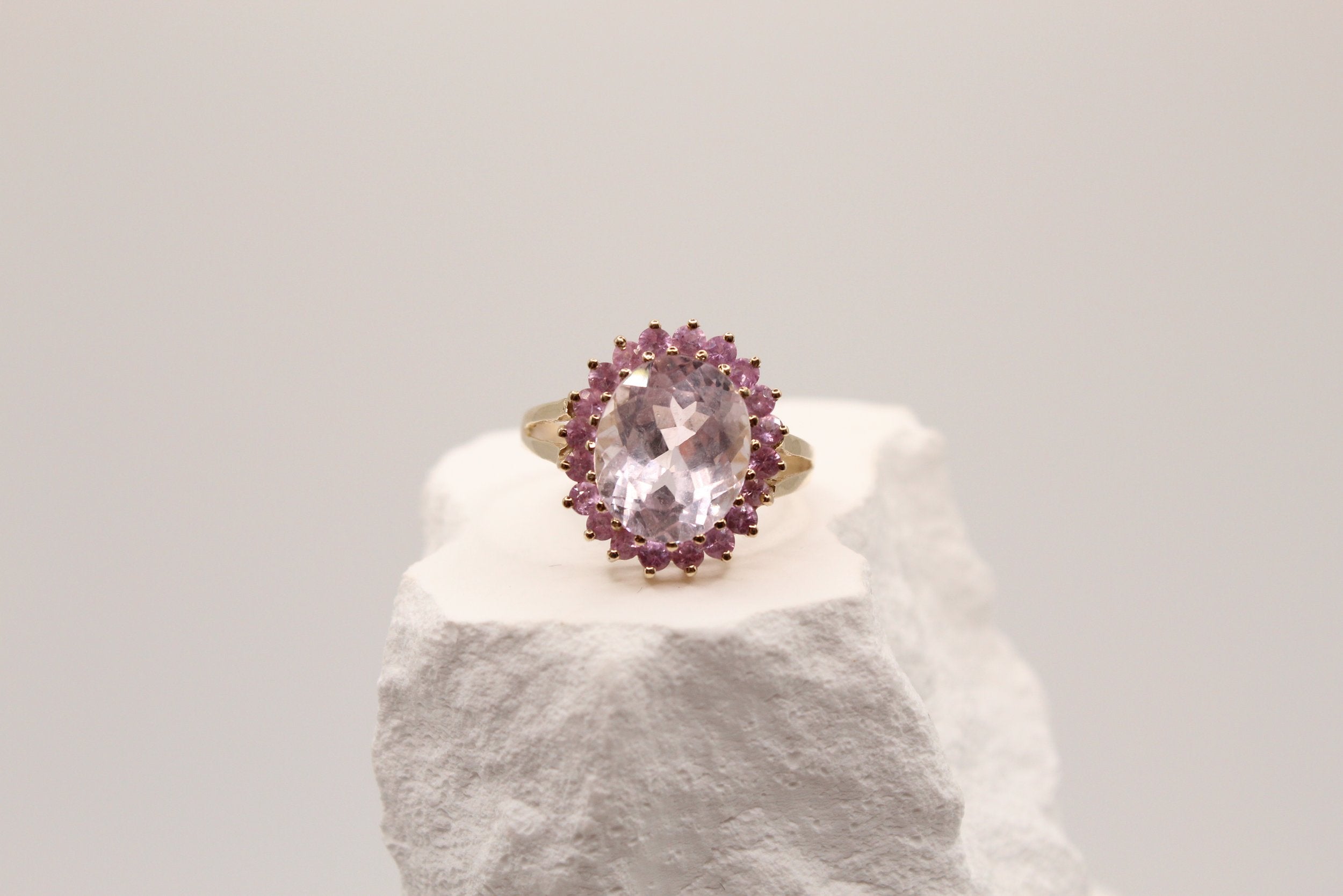 Rose Sapphire Halo Ring