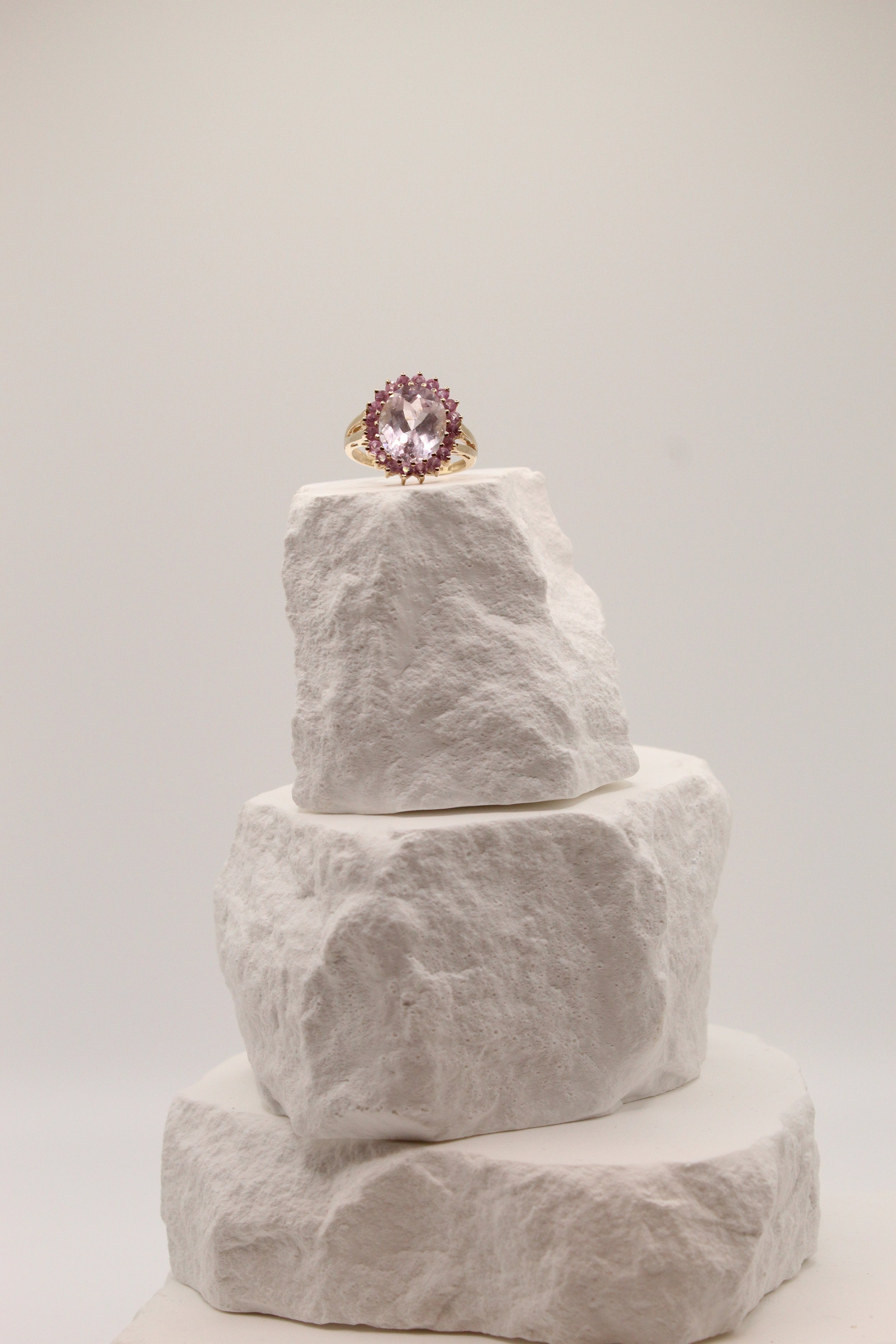 Rose Sapphire Halo Ring