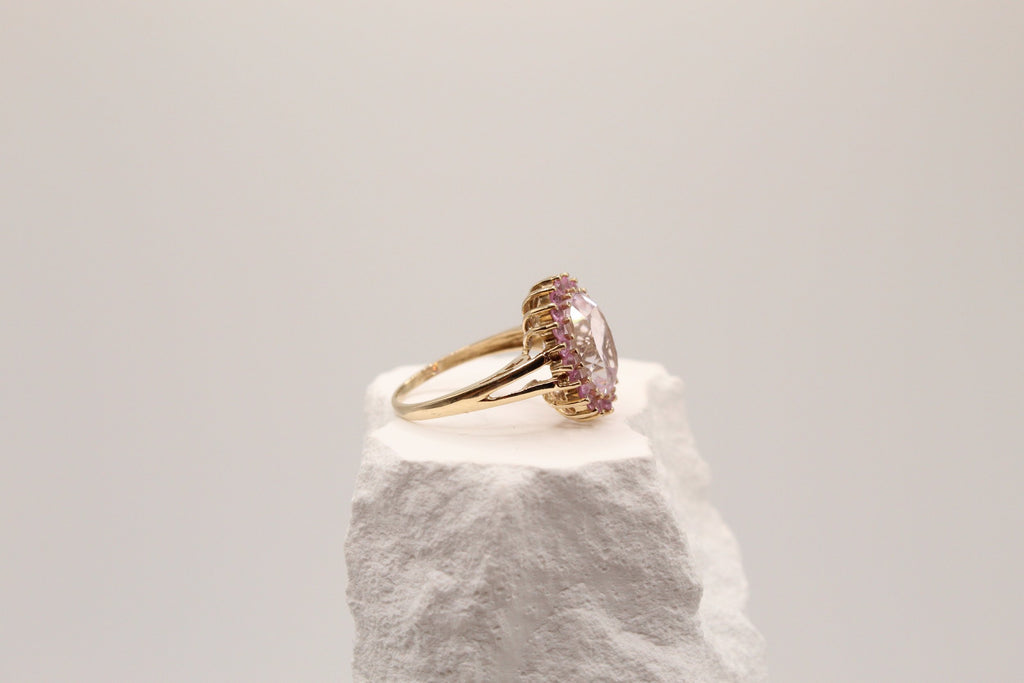 Rose Sapphire Halo Ring