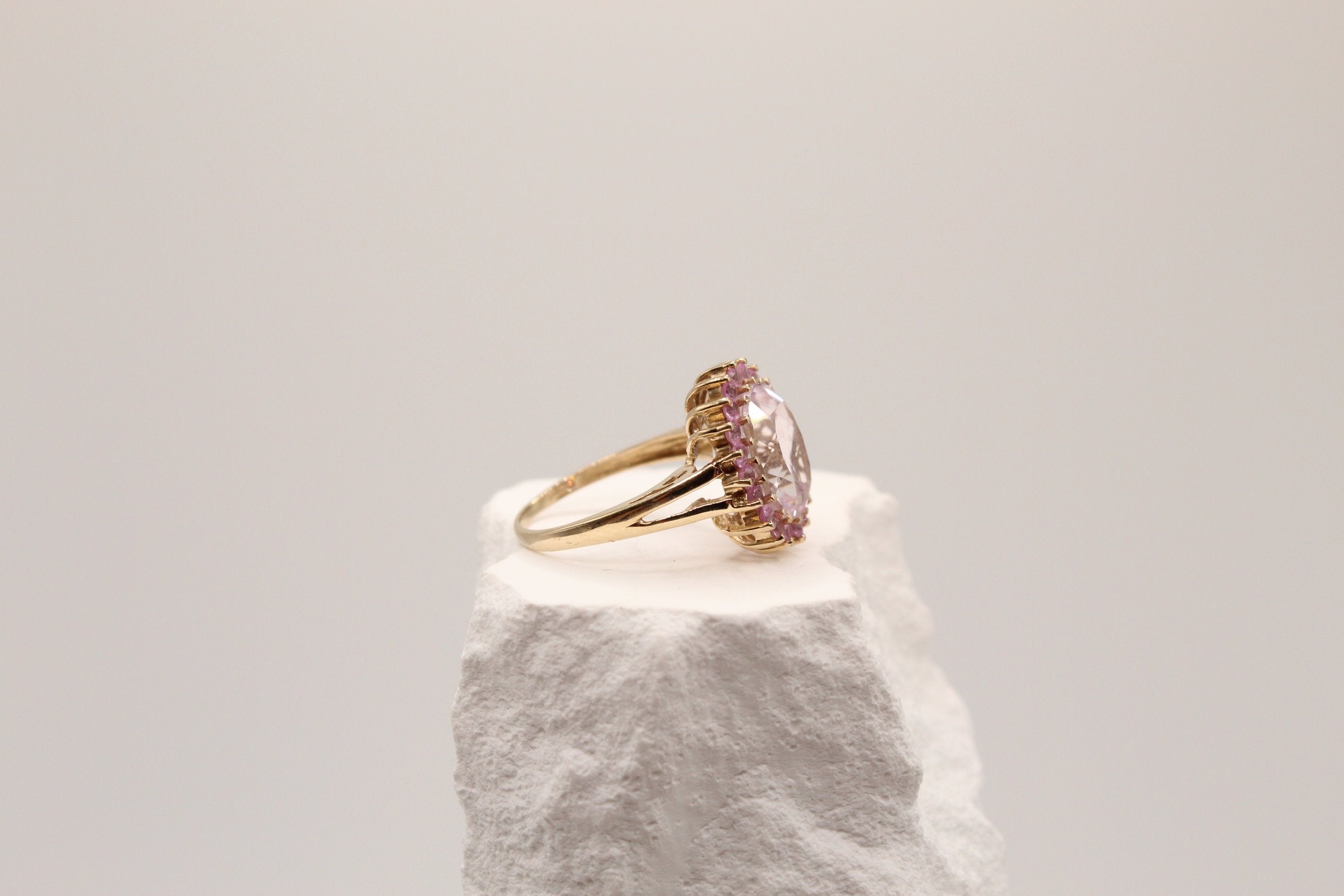 Rose Sapphire Halo Ring