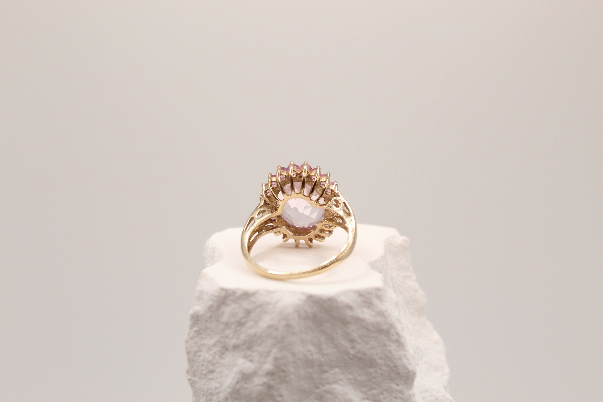 Rose Sapphire Halo Ring