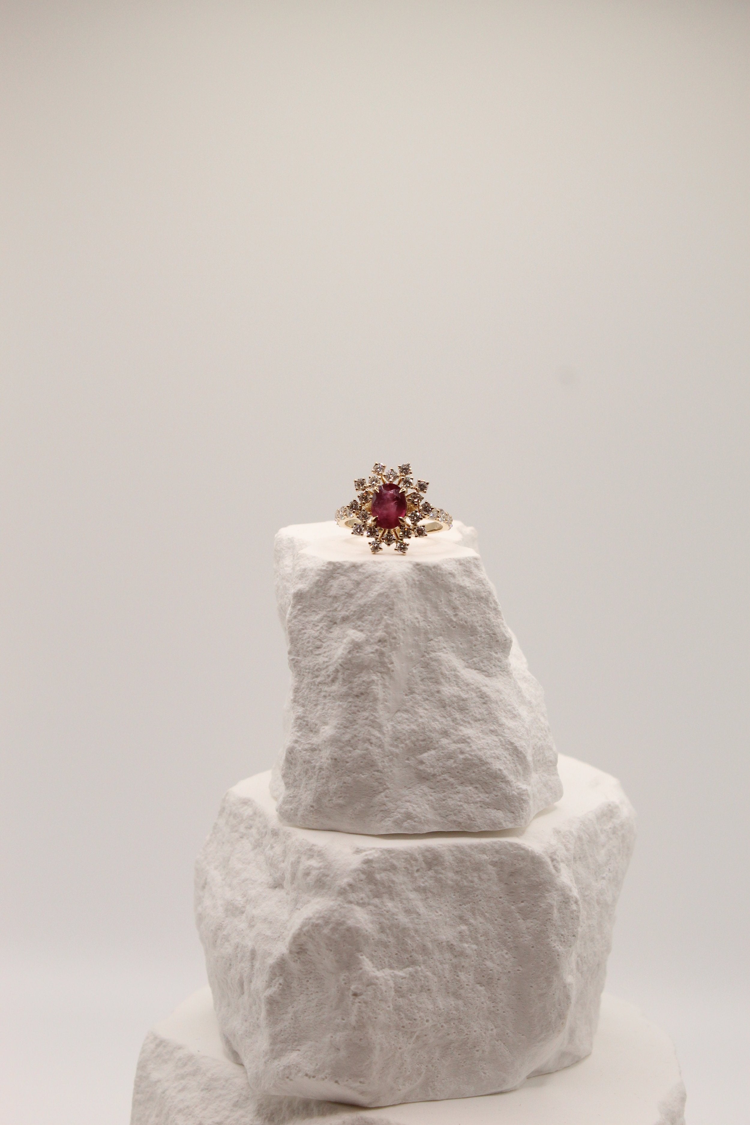 Ruby Starburst Halo Ring