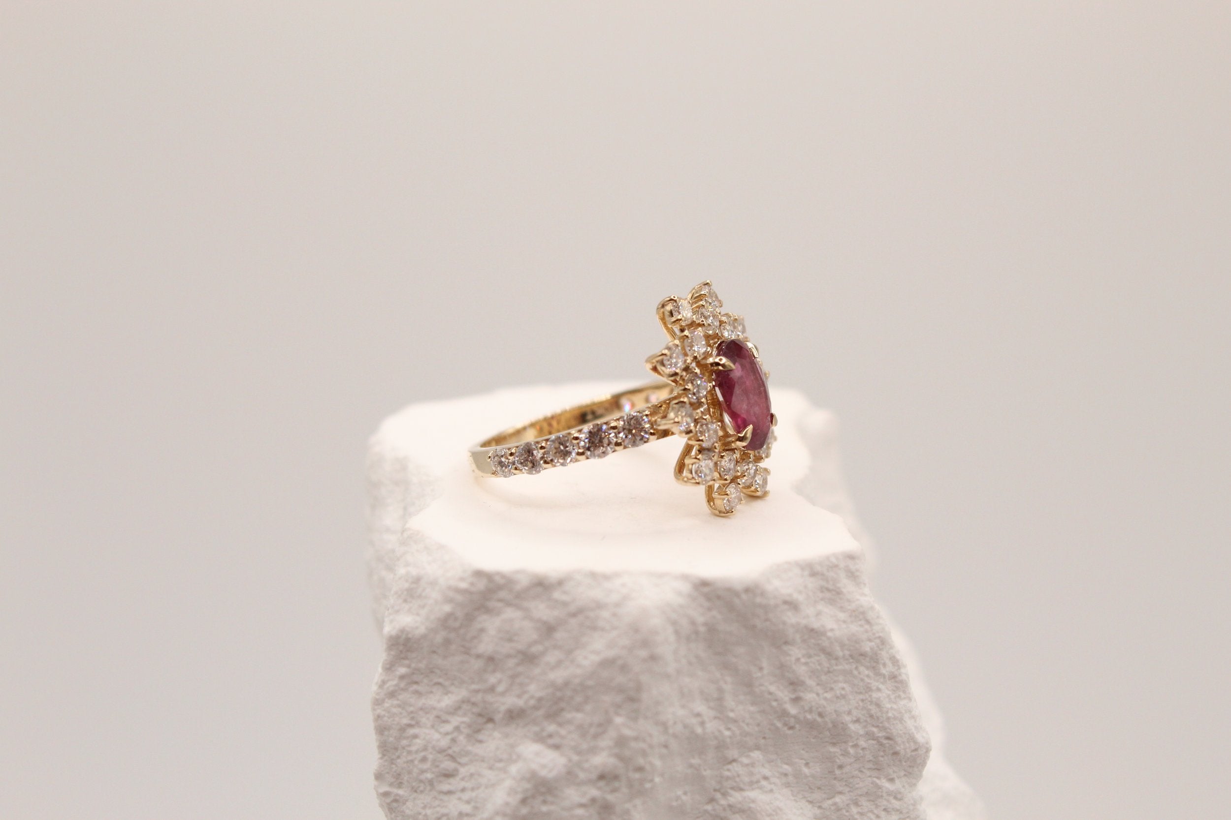 Ruby Starburst Halo Ring