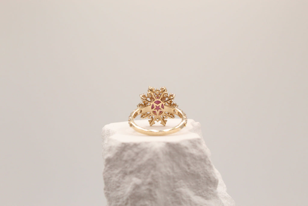 Ruby Starburst Halo Ring