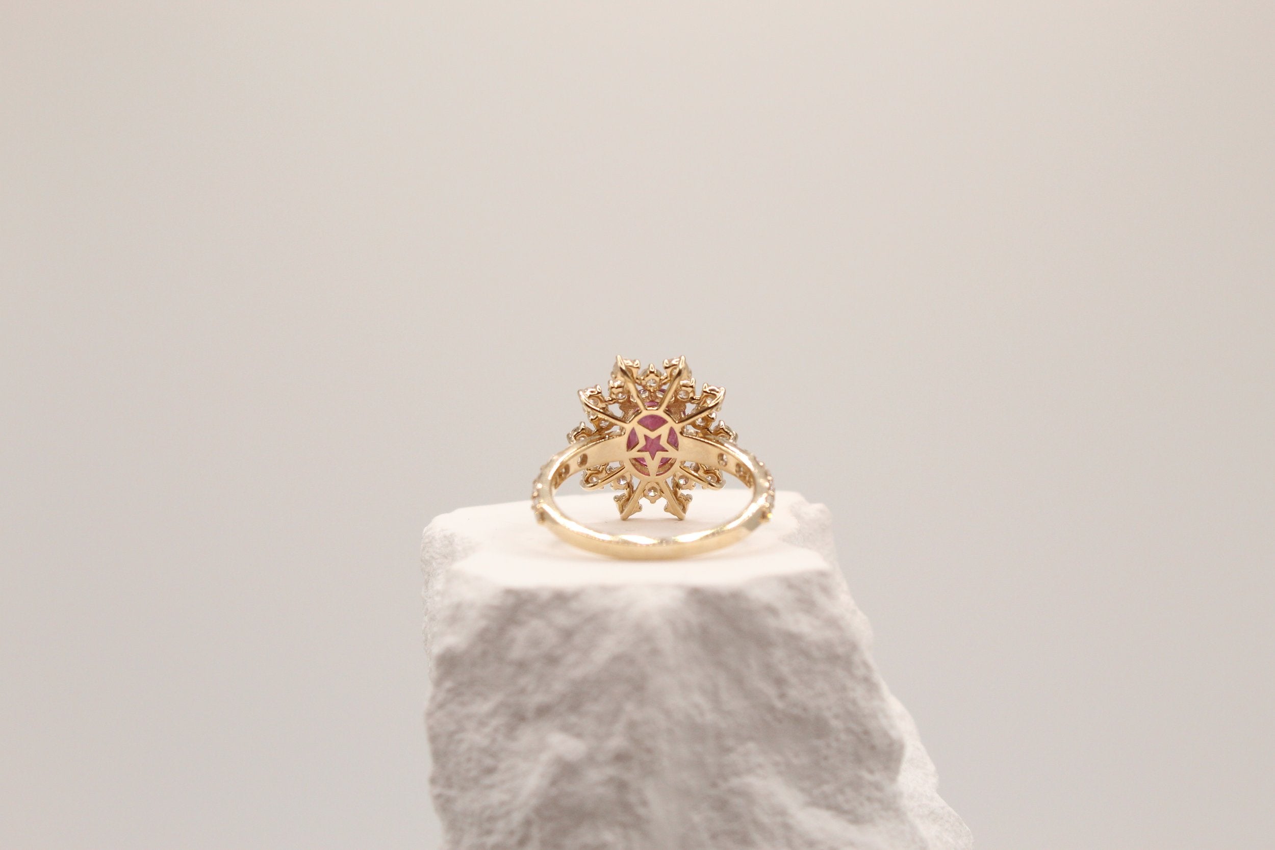 Ruby Starburst Halo Ring