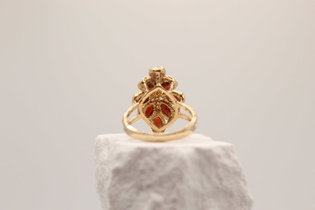 Garnet & Diamond Floral Statement Ring