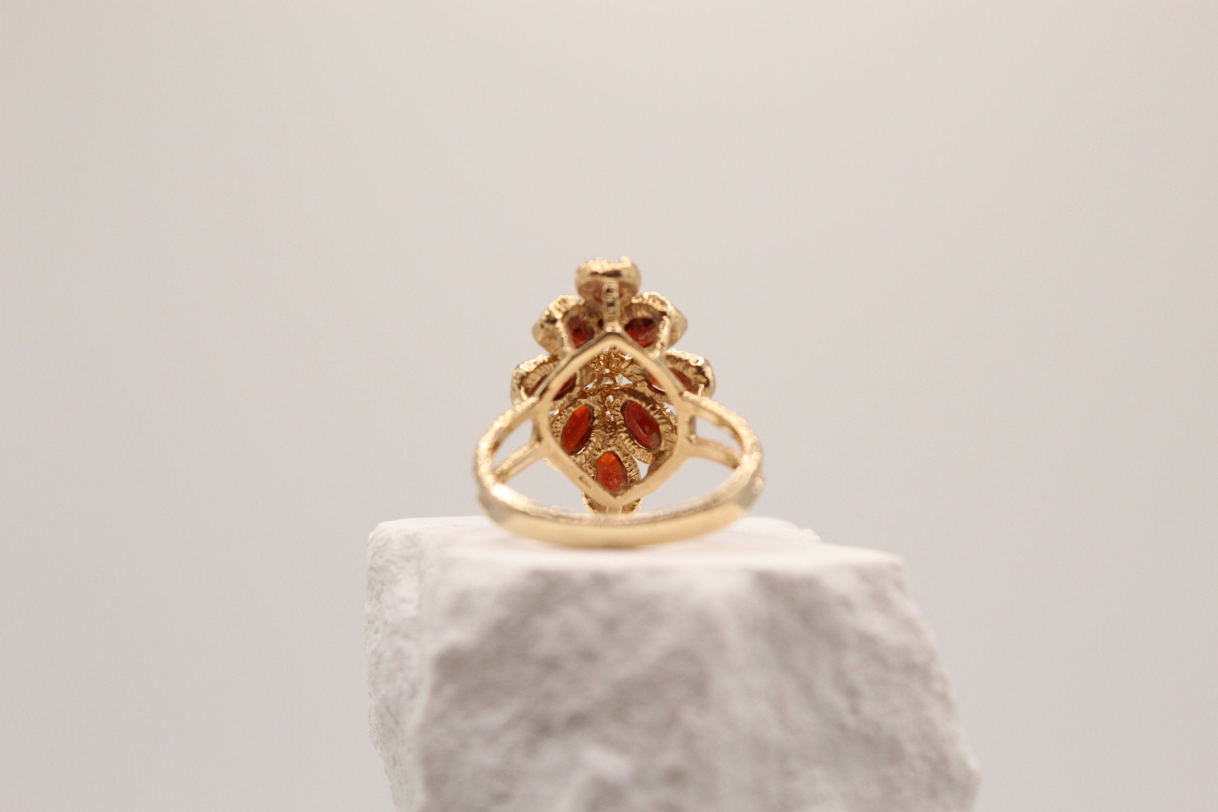 Garnet & Diamond Floral Statement Ring