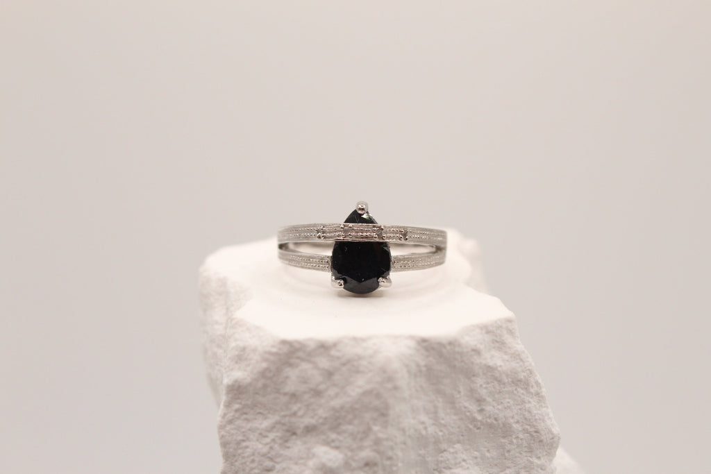Midnight Teardrop Sapphire Ring