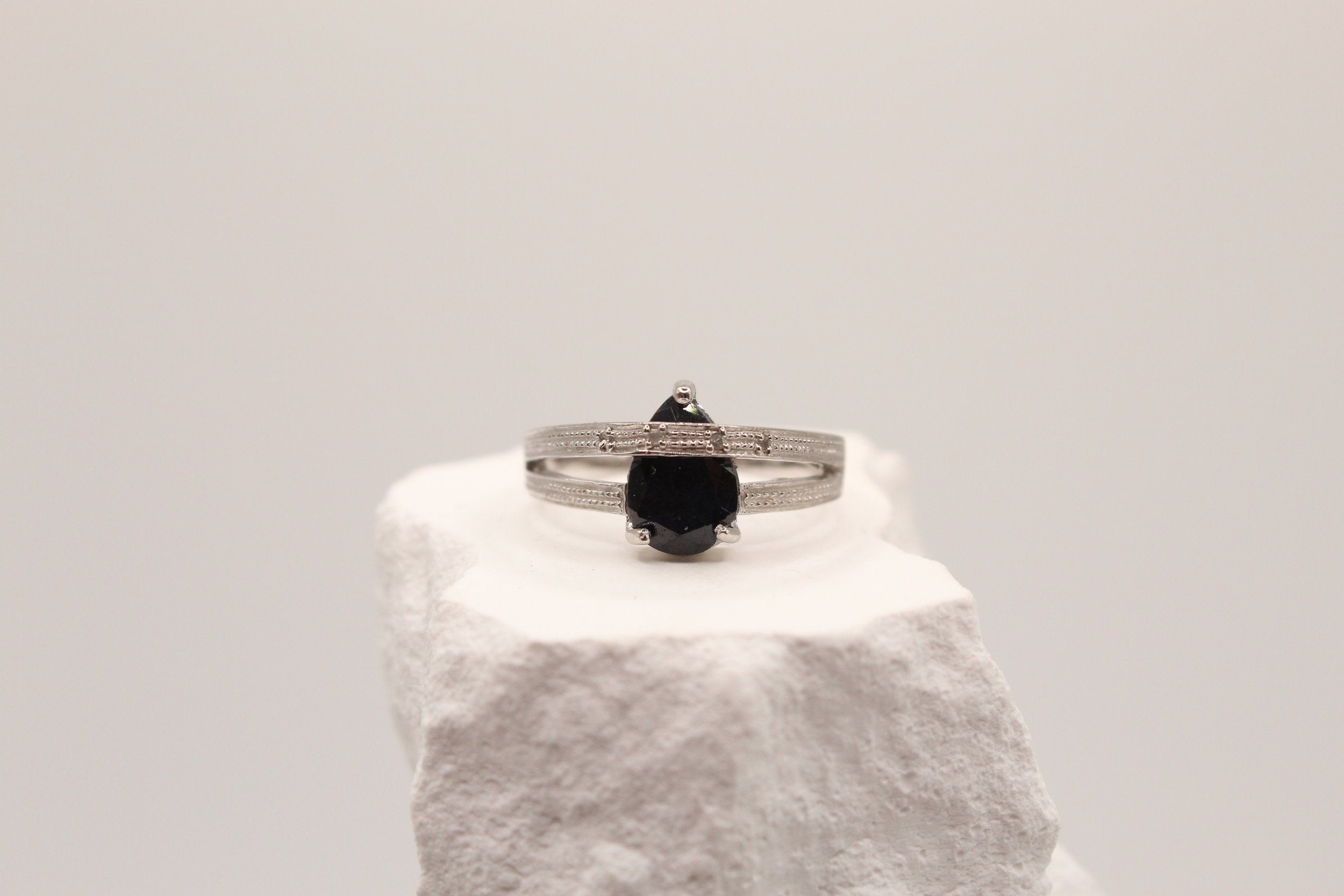 Midnight Teardrop Sapphire Ring