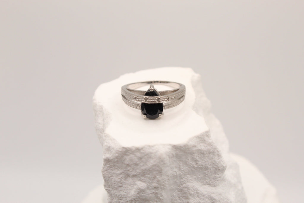 Midnight Teardrop Sapphire Ring