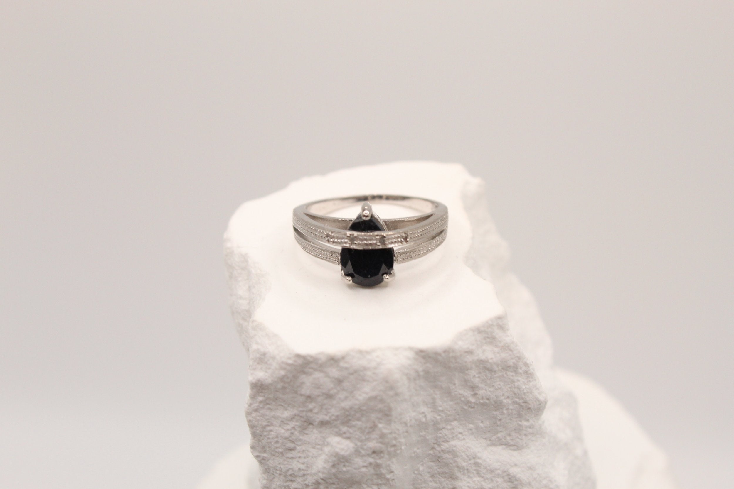 Midnight Teardrop Sapphire Ring