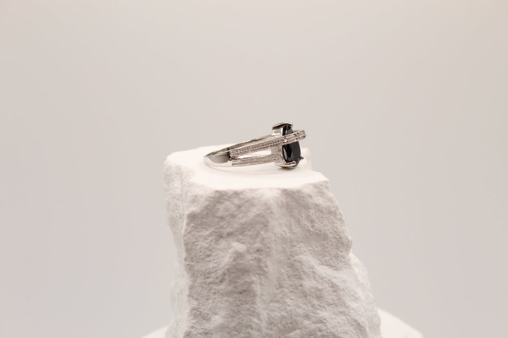 Midnight Teardrop Sapphire Ring