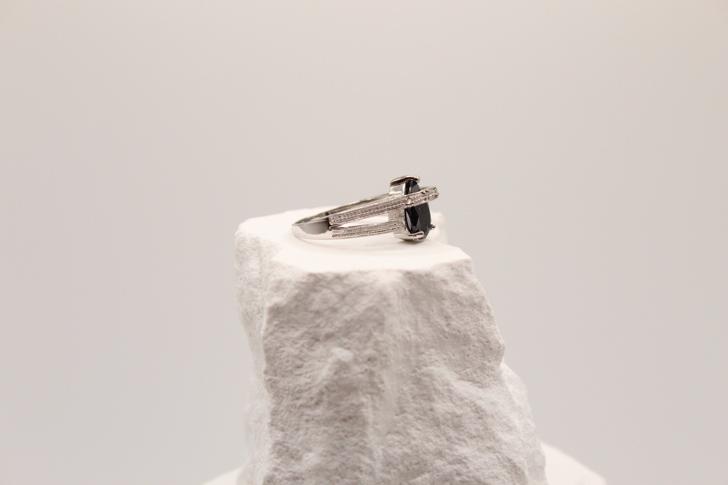 Midnight Teardrop Sapphire Ring