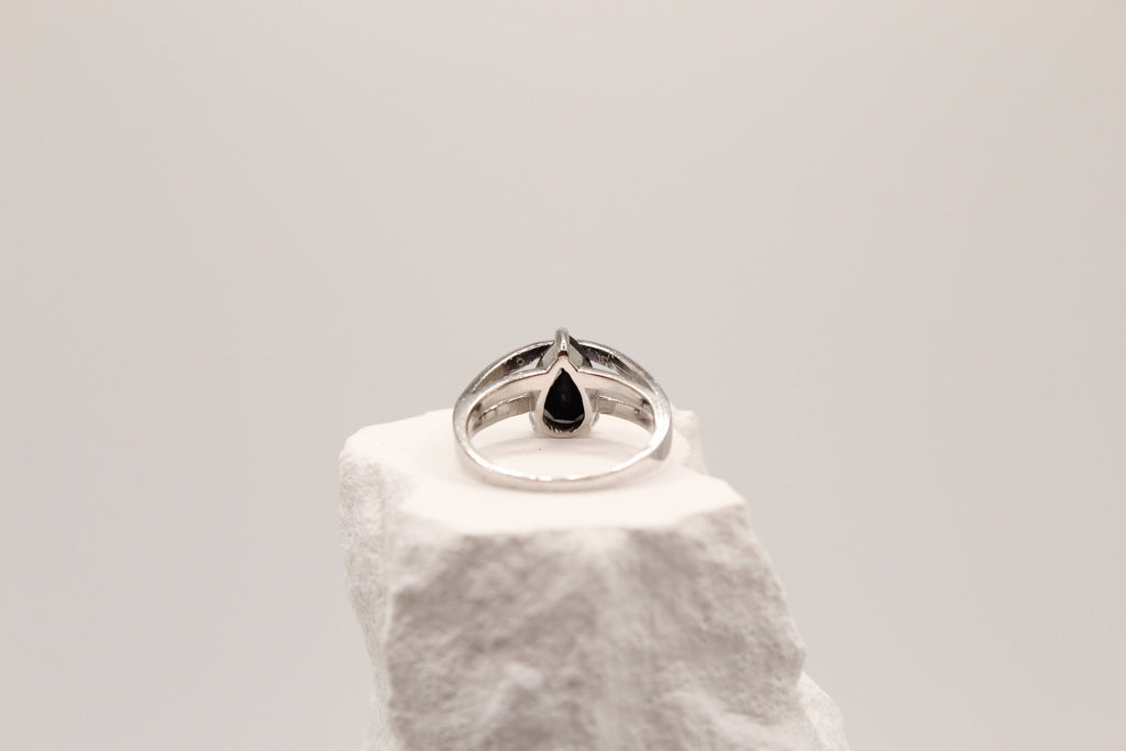 Midnight Teardrop Sapphire Ring